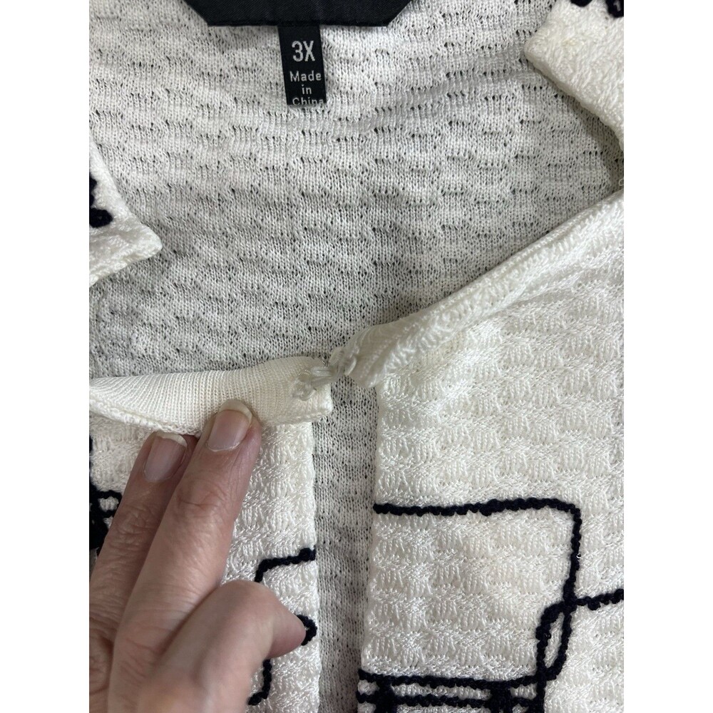 Ming Wang Knit Cardigan 3X White With Black Abstract Jacket NEW! - Picture 9 of 14
